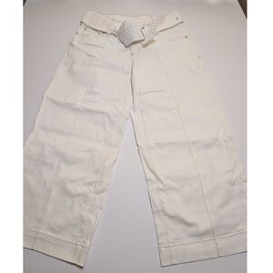 INC International Concepts Womens White Wide Leg Belted Denim Pants Size 4